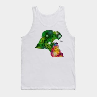 Spirograph Patterned Kuwait Governorates Map Tank Top